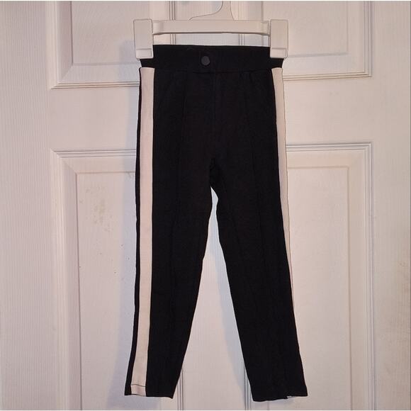 Zara Kids Black Viscose Straight Leg Ponte Trousers Pants White Side Stripes 6 - Picture 1 of 8